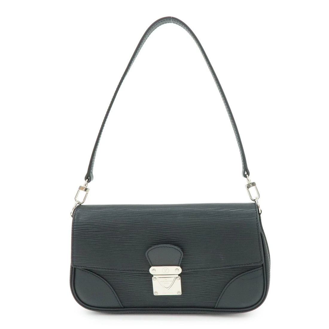 LOUIS VUITTON EPI LEATHER POCHETTE SEGUR HAND BAG: Louis Vuitton Epi Leather Pochette Segur Hand Bag Brand: louis vuitton Type/Style: Hand Bag Material: Epi leather Color: Noir Size: W24cm(9.45inch)H13cm(5.12inch)D4.5cm(1.77inch) Accessories: None