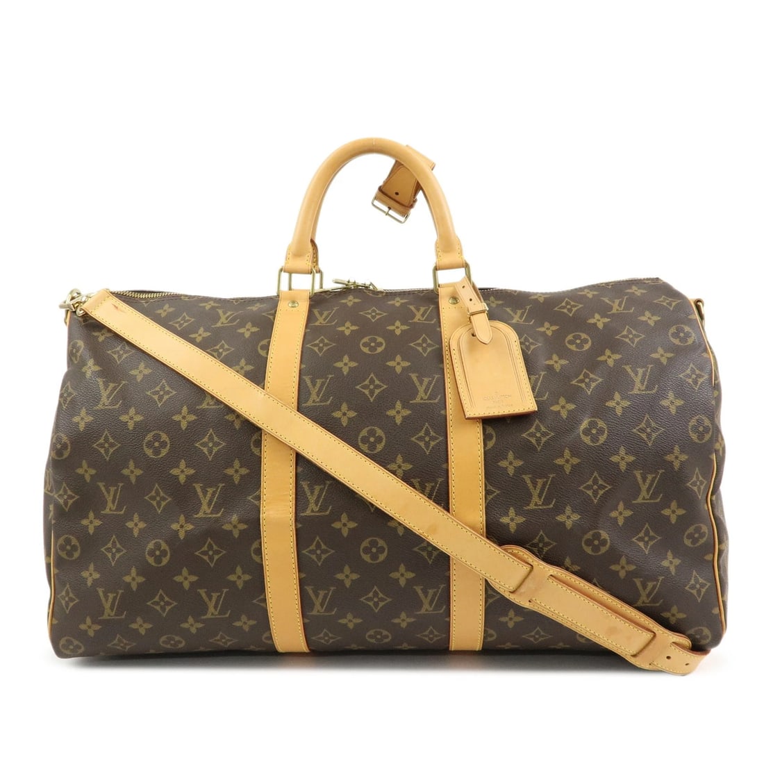 LOUIS VUITTON MONOGRAM KEEP ALL 50 BANDOULIERE BOSTON BAG: Louis Vuitton Monogram Keep All 50 Bandouliere Boston Bag Brand: Louis Vuitton Type/Style: Boston Bag Material: Monogram Canvas, Nume Leather Color: Monogram Size: W?50cm(19.69inch)H?28cm(11.02inch)D?