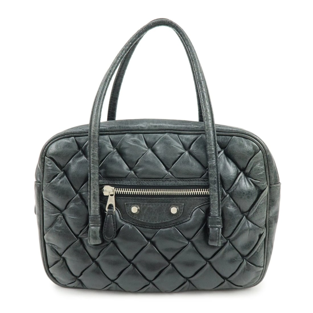 BALENCIAGA THE MATELASSE LEATHER HAND BAG MINI BOSTON BAG: BALENCIAGA The Matelasse Leather Hand Bag Mini Boston Bag Brand: BALENCIAGA Type/Style: Hand Bag Material: Leather Color: Black Size: W:25cm(9.84inch)H:19cm(7.48inch)D:8cm(3.15inch) Accessories: N
