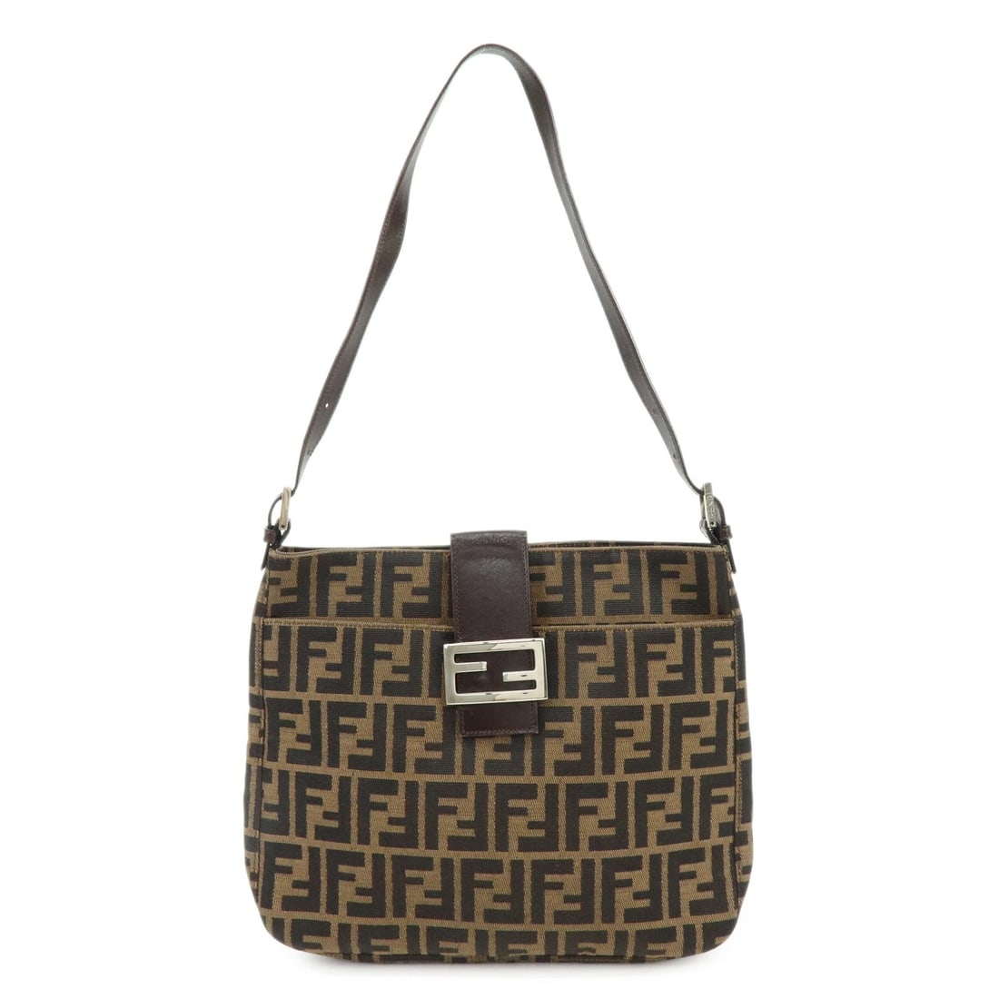 FENDI ZUCCA CANVAS LEATHER SHOULDER BAG: FENDI Zucca Canvas Leather Shoulder Bag Brand: FENDI Type/Style: Shoulder Bag Material: Canvas, Leather Color: Brown Size: W?31cm(12.20inch)H?24cm(9.45inch)D?4cm(1.57inch) Accessories: None