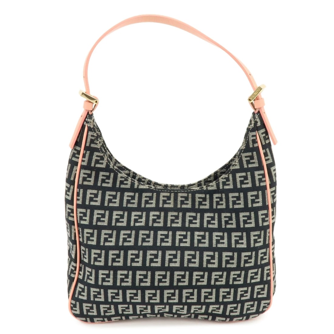 FENDI ZUCCHINO CANVAS LEATHER HAND SHOULDER BAG: FENDI Zucchino Canvas Leather Hand Shoulder Bag Brand: FENDI Type/Style: Hand Shoulder Bag Material: Canvas , Leather Color: Navy , Pink Size: W24cm(9.45inch)H24cm(9.45inch)D8cm(3.15inch) Accessor