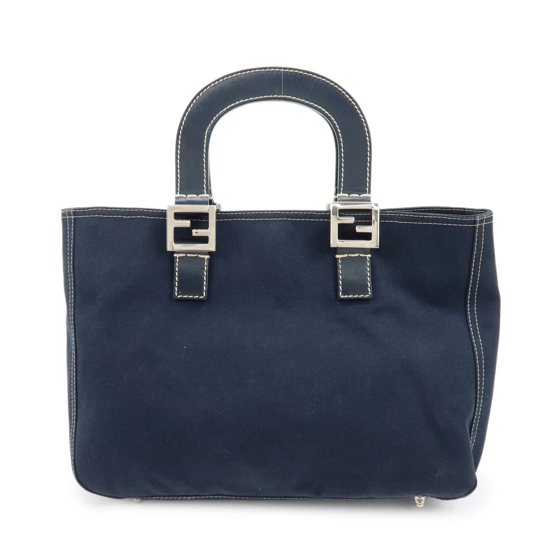 FENDI CANVAS LEATHER HAND BAG TOTE BAG: FENDI Canvas Leather Hand Bag Tote Bag Brand: FENDI Type/Style: Tote Material: Canvas Color: Navy Size: W30cm(11.81inch)H22cm(8.66inch)D11cm(4.33inch) Accessories: None Accessories Notice: