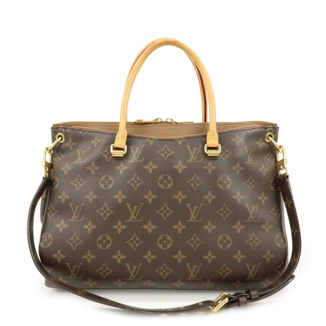 LOUIS VUITTON MONOGRAM PALLAS HAND BAG SHOULDER BAG: Louis Vuitton Monogram Pallas Hand Bag Shoulder Bag Brand: Louis Vuitton Type/Style: Shoulder Bag Material: Monogram Canvas Color: Monogram , Havane Size: W35cm(13.78inch)H25cm(9.84inch)D13cm(5.12inch