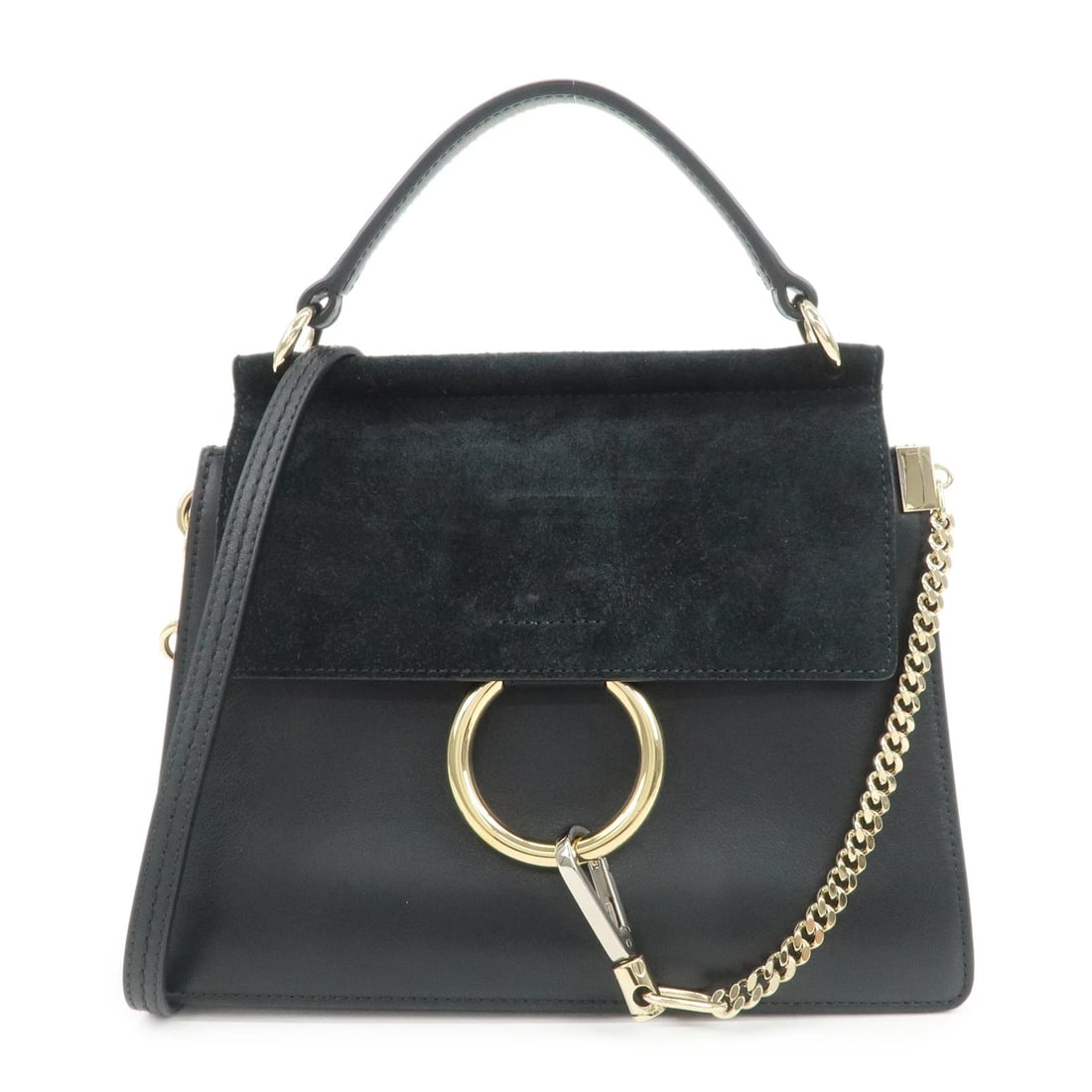 CHLOE FAYE SUEDE LEATHER 2WAY BAG HAND BAG SHOULDER BAG: Chloe Faye Suede Leather 2Way Bag Hand Bag Shoulder Bag Brand: Chloe Type/Style: Hand Bag Material: Leather , Suede Color: Black Size: W25.5cm(10.04inch)H21cm(8.27inch)D4cm(1.57inch) Accessories: