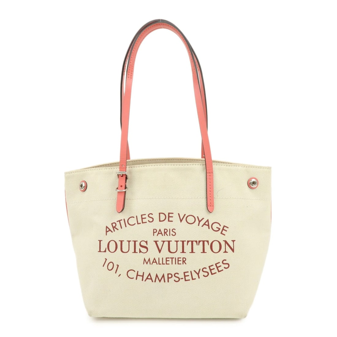 LOUIS VUITTON CANVAS LEATHER CABAS PM HAND BAG: Louis Vuitton Canvas Leather Cabas PM Hand Bag Brand: louis vuitton Type/Style: Hand Bag Material: Canvas , Leather Color: Corail Size: W32cm(12.60inch)H21cm(8.27inch)D17cm(6.69inch) Accessories: