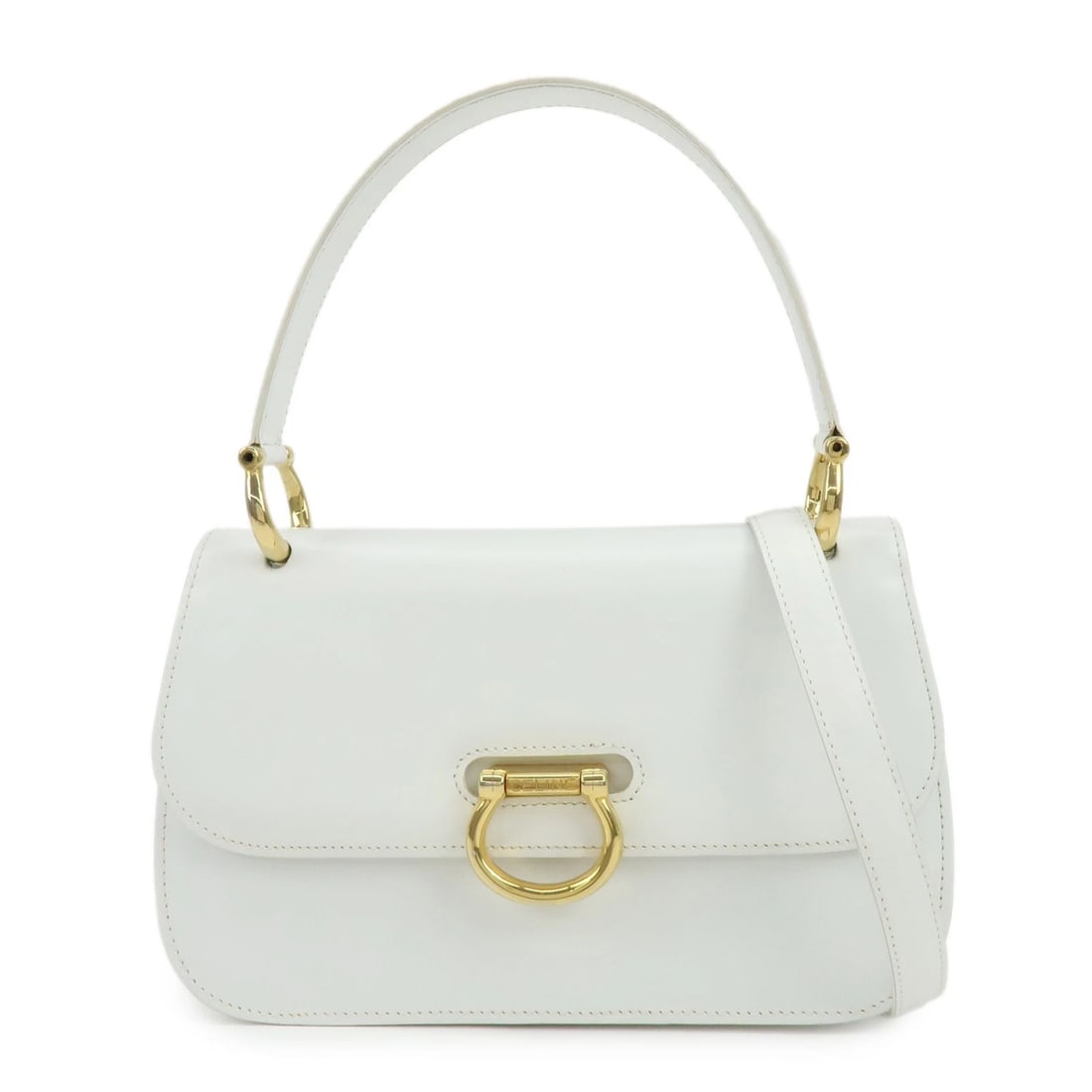 CELINE LEATHER TOP HANDLE 2WAY BAG HAND BAG SHOULDER BAG: CELINE Leather Top Handle 2Way Bag Hand Bag Shoulder Bag Brand: celine Type/Style: Hand Bag Material: Leather Color: White Size: W:25cm(9.84inch)H:15cm(5.91inch)D:7cm(2.76inch) Accessories: None <