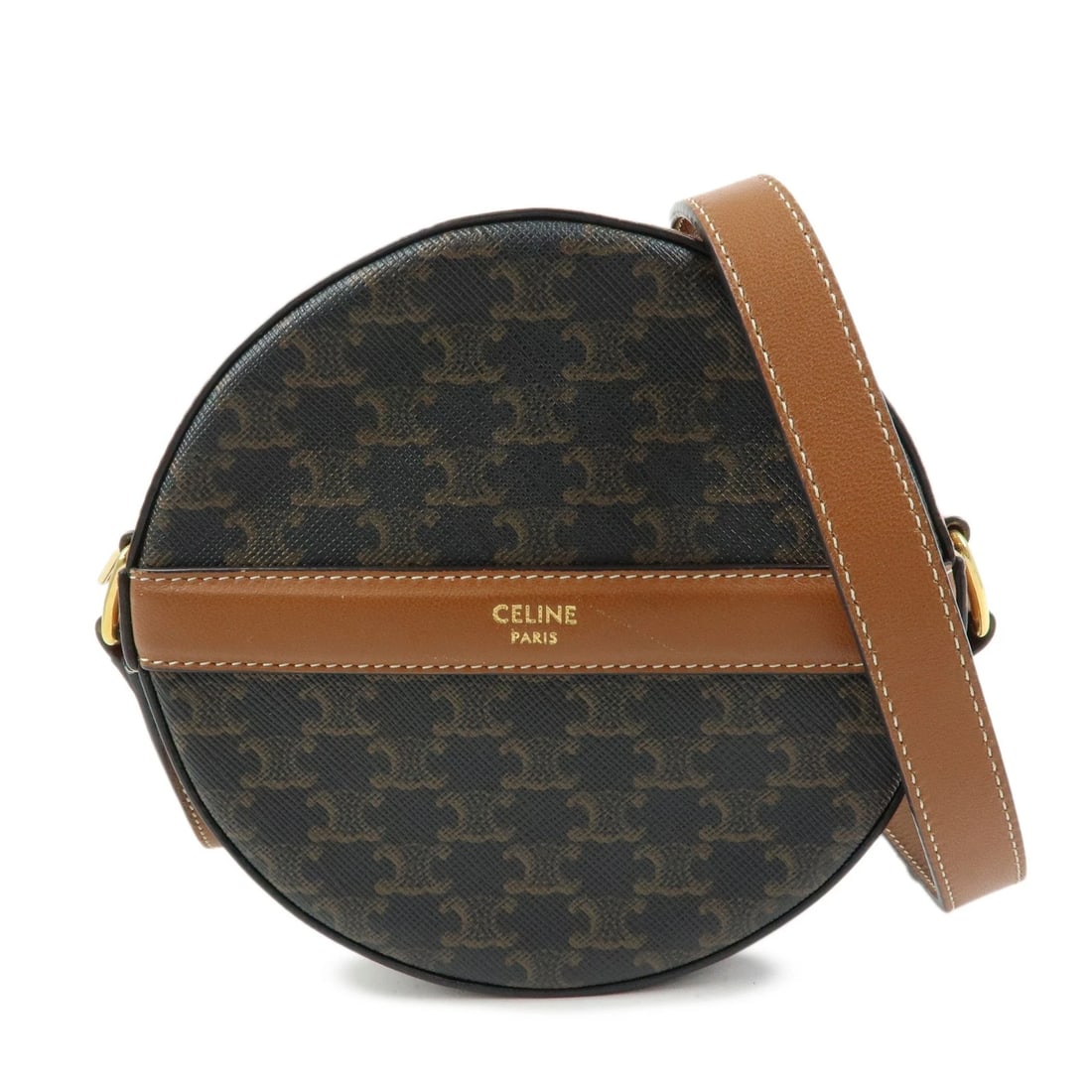 CELINE TRIOMPHE PVC LEATHER SHOULDER BAG CROSSBODY BAG: CELINE Triomphe PVC Leather Shoulder Bag Crossbody Bag Brand: CELINE Type/Style: Shoulder Bag Material: PVC, Leather Color: Brown Size: W: 14.5cm(5.71inch)H: 14cm(5.51inch)D: 4cm(1.57inch) Accesso
