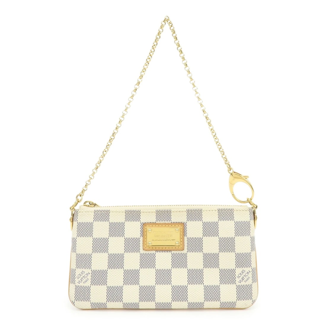 LOUIS VUITTON DAMIER AZUR POCHETTE MILLA MM MINI ACCESORY POUCH: Louis Vuitton Damier Azur Pochette Milla MM Mini Accesory Pouch Brand: Louis Vuitton Type/Style: Pouch Material: Damier Canvas, Nume Leather Color: Damier Azur Size: W: 20cm(7.87inch)H: 11cm(4.33inch)
