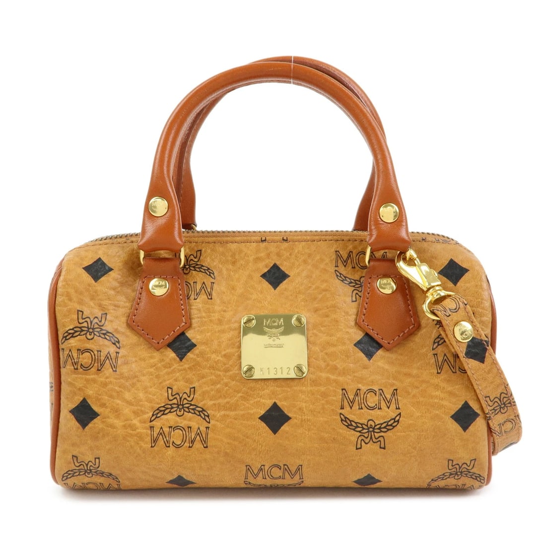 MCM VISETOS LEATHER 2WAY BAG MINI BOSTON BAG HAND SHOULDER BAG (1 of 5)