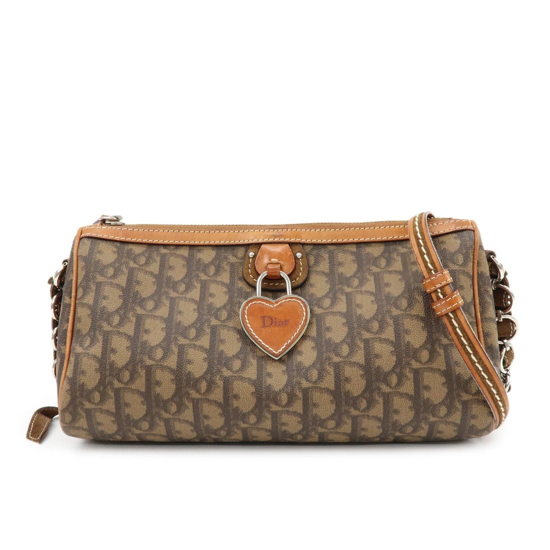 CHRISTIAN DIOR ROMANTIC TROTTER PVC LEATHER SHOULDER BAG: Christian Dior Romantic Trotter PVC Leather Shoulder Bag Brand: Christian Dior Type/Style: Shoulder Bag Material: PVC , Leather Color: Camel , Brown Size: W25cm(9.84inch)H15cm(5.91inch)D8cm(3.15inch) 