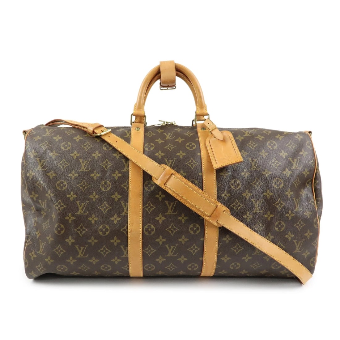 LOUIS VUITTON MONOGRAM KEEP ALL BANDOULIERE 55 BOSTON BAG: Louis Vuitton Monogram Keep All Bandouliere 55 Boston Bag Brand: Louis Vuitton Type/Style: Boston Bag Material: Monogram Canvas , Nume Leather Color: Monogram Size: W55cm(21.65inch)H30cm(11.81inch)D25