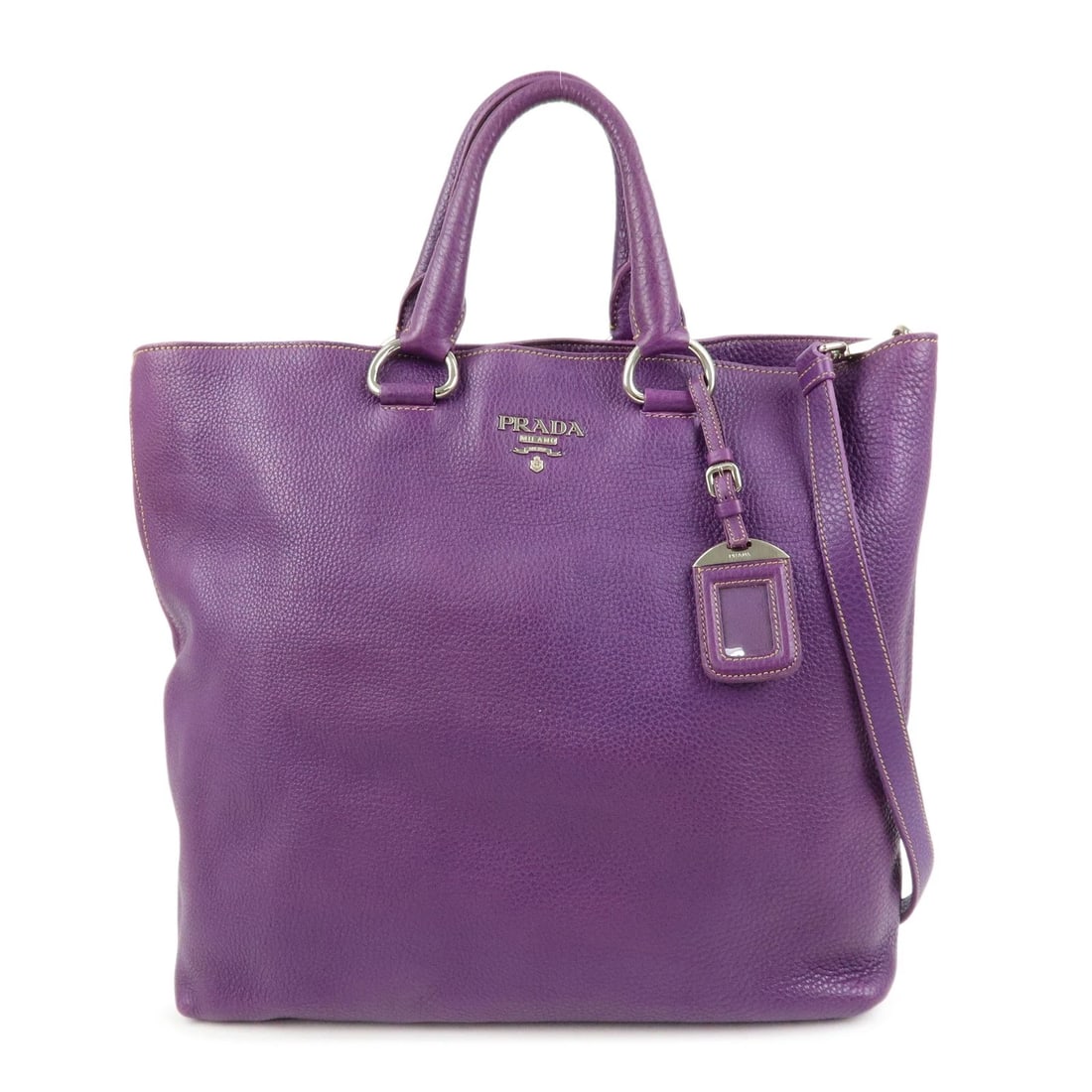 PRADA LEATHER 2WAY BAG TOTE BAG SHOULDER BAG HAND BAG: PRADA Leather 2Way Bag Tote Bag Shoulder Bag Hand Bag Brand: PRADA Type/Style: 2way bag Material: Leather Color: Purple Size: W43cm(16.93inch)H34cm(13.39inch)D12cm(4.72inch) Accessories: None