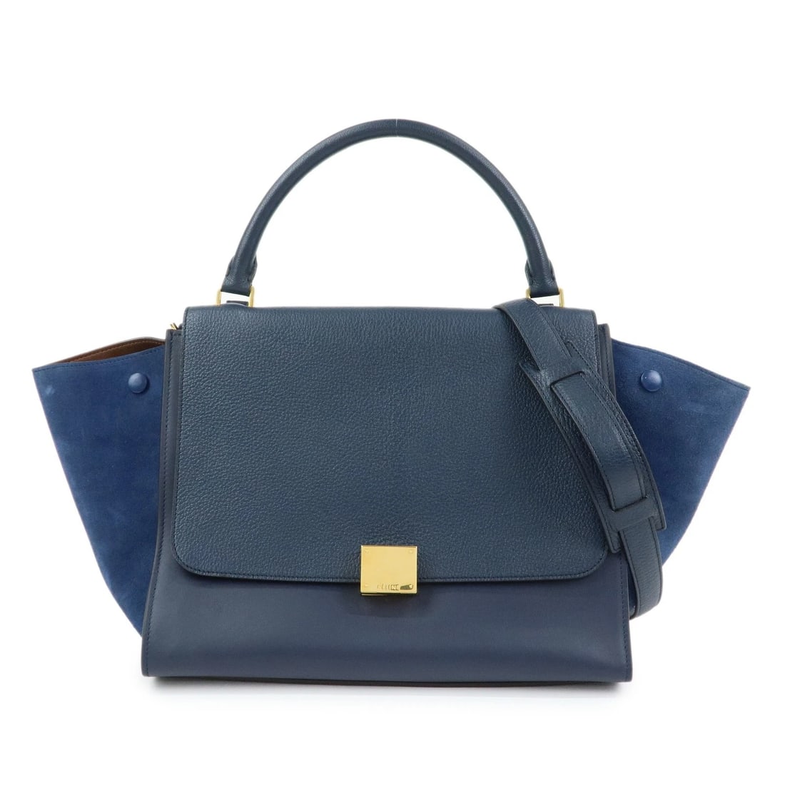 CELINE LEATHER SUEDE 2WAY BAG HAND BAG SHOULDER BAG: CELINE Leather Suede 2Way Bag Hand Bag Shoulder Bag Brand: CELINE Type/Style: hand bag Material: Leather , Suede Color: Navy Size: W50cm(19.69inch)H25cm(9.84inch)D18cm(7.09inch) Accessories: None