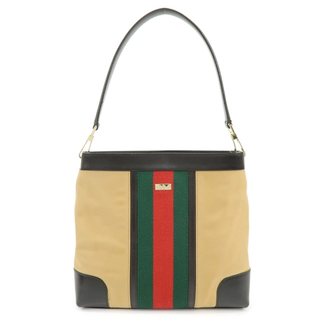 GUCCI SHERRY CANVAS LEATHER SHOULDER BAG: GUCCI Sherry Canvas Leather Shoulder Bag Brand: gucci Type/Style: Shoulder Bag Material: Canvas, Leather Color: Brown, Beige Size: W?28cm(11.02inch)H?25cm(9.84inch)D?7cm(2.76inch) Accessories: Non