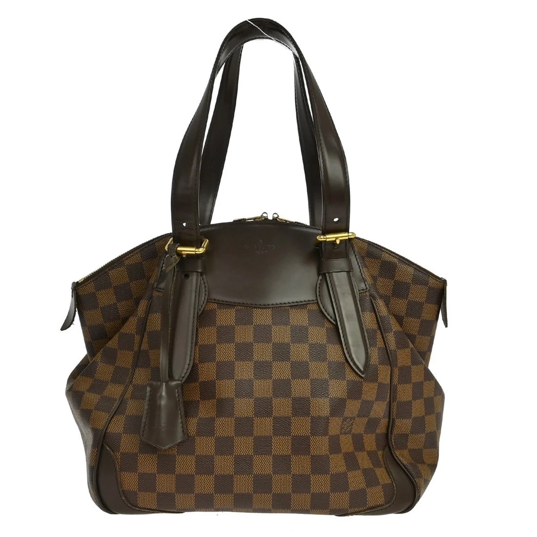 LOUIS VUITTON DAMIER VERONA TOTE HANDBAG: LOUIS VUITTON DAMIER VERONA TOTE HANDBAG Brand: Louis Vuitton Type/Style: Hand Bag Material: Damier Canvas, Leather Color: Brown Size: W 11.8 x H 11.0 x D 7.1 inch Accessories: None Access