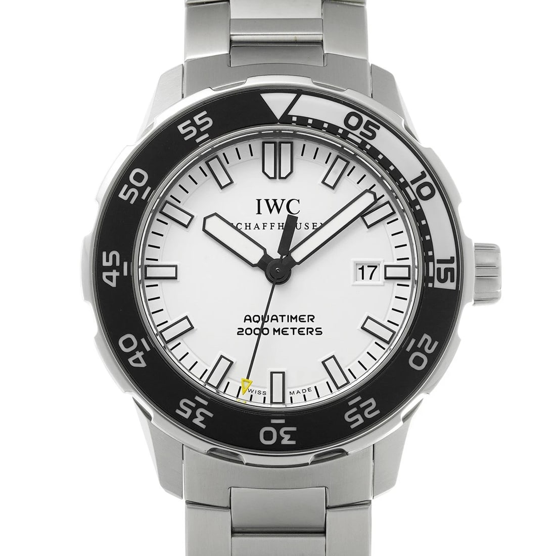 IWC AQUATIMER AUTOMATIC WHITE WATCH: IWC Aquatimer Automatic white Watch Brand: IWC Type/Style: Wristwatch Material: Band Material Stainless steel, Case Material Stainless steel Color: Dial Color white Size: Case Size H/about 44mm