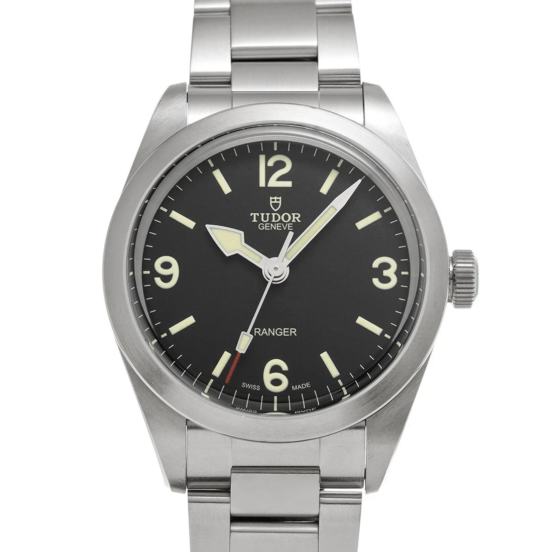 TUDOR RANGER BLACK WATCH: TUDOR Ranger black Watch Brand: TUDOR Type/Style: Wristwatch Material: Band Material Stainless steel, Case Material Stainless steel Color: Dial Color black Size: Case Size H/about 39mm W/about 39mm