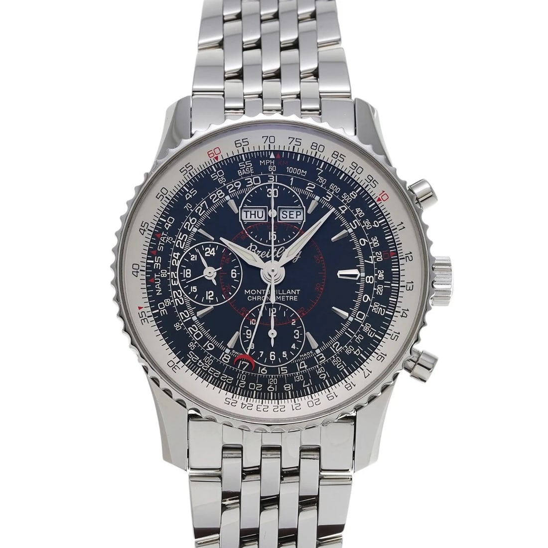 BREITLING MONTBRILLANT DATORA BLACK WATCH: BREITLING Montbrillant Datora black Watch Brand: BREITLING Type/Style: Wristwatch Material: Band Material Stainless steel, Case Material Stainless steel Color: Dial Color black Size: Case Size