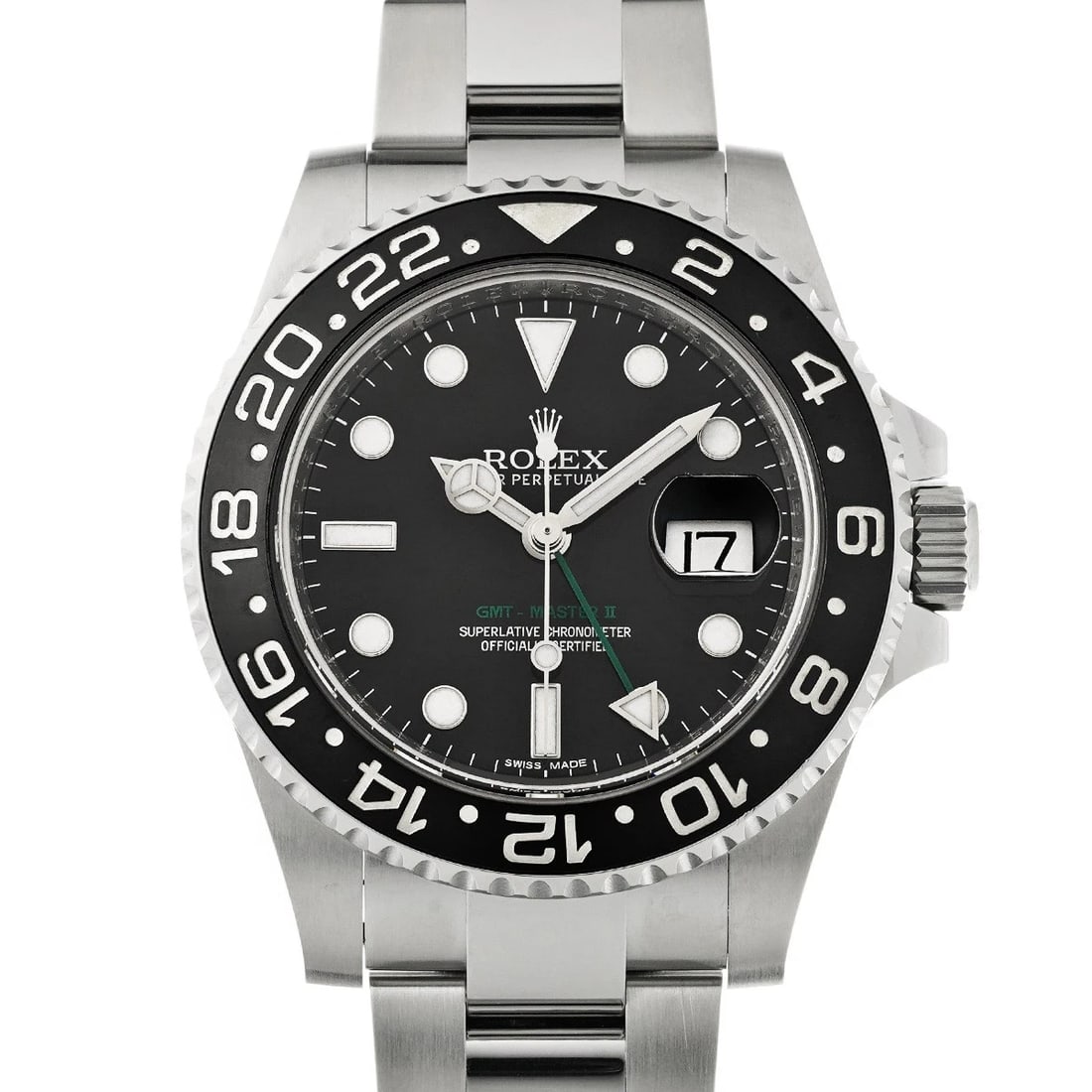 ROLEX GMT-MASTERII BLACK WATCH: ROLEX GMT-MasterII black Watch Brand: ROLEX Type/Style: Wristwatch Material: Band Material Stainless steel, Case Material Stainless steel Color: Dial Color black Size: Case Size H/about 40mm W/about