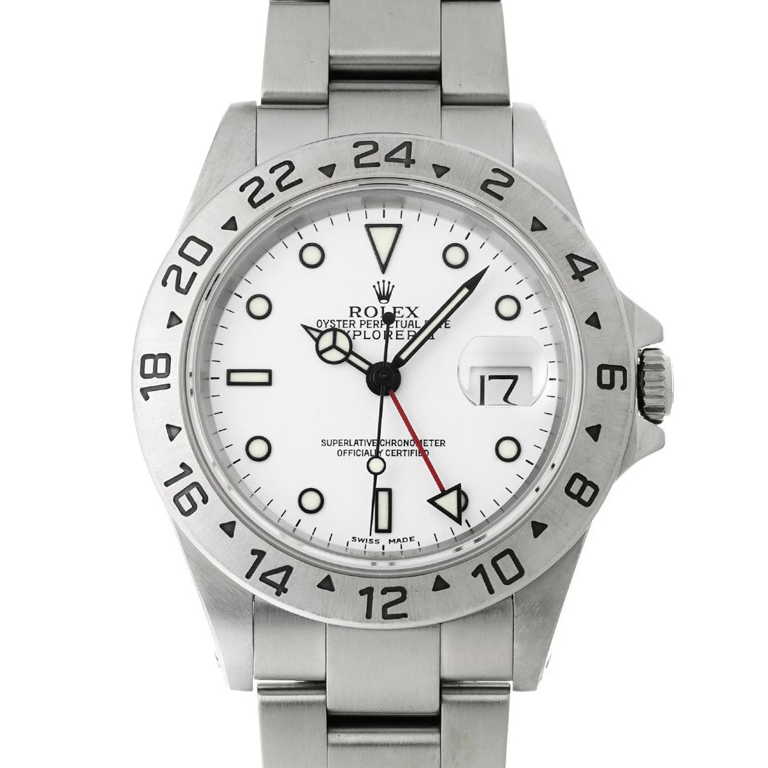 ROLEX EXPLORER II WHITE WATCH: ROLEX Explorer II white Watch Brand: ROLEX Type/Style: Wristwatch Material: Band Material Stainless steel, Case Material Stainless steel Color: Dial Color white Size: Case Size H/about 40mm W/about