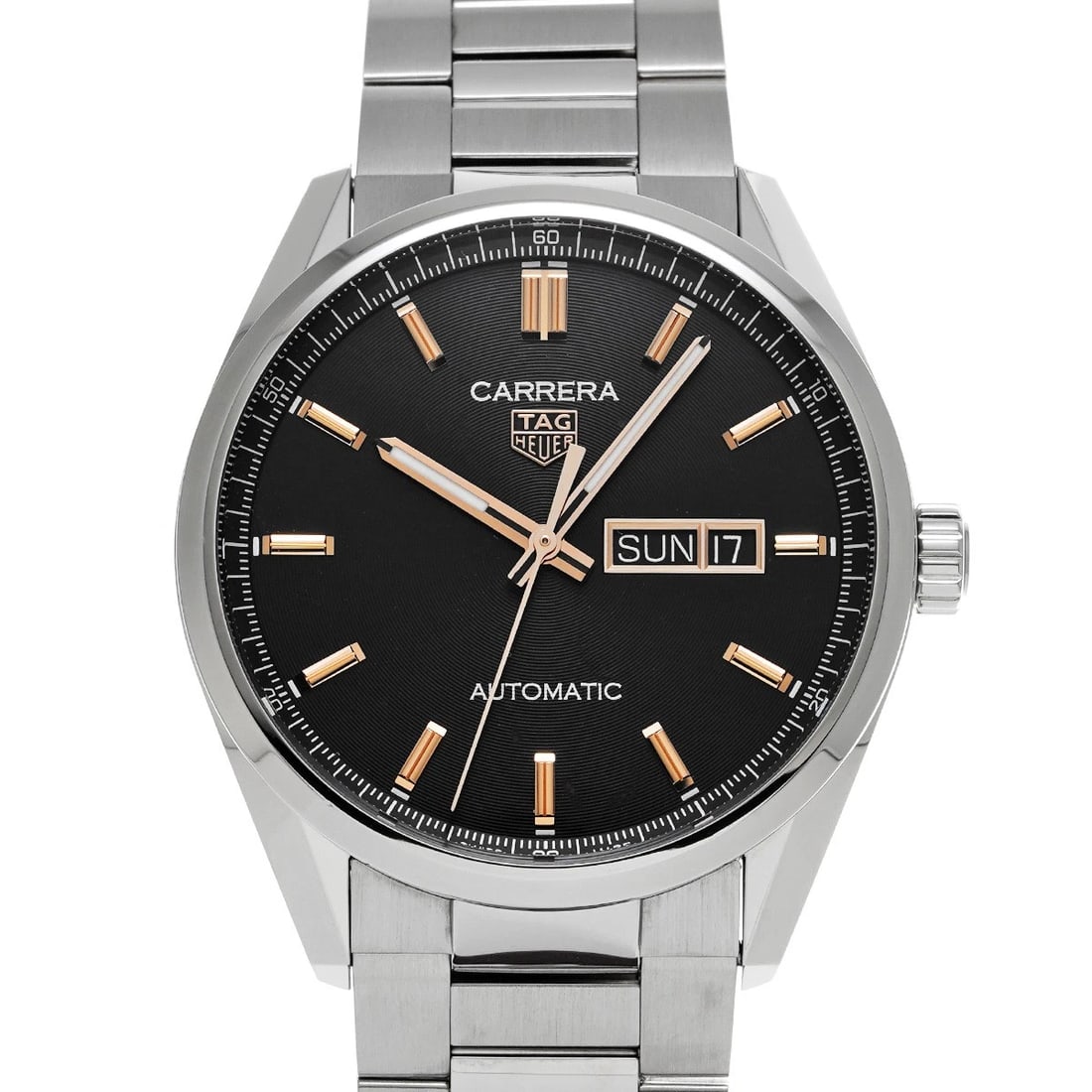 TAG HEUER CARRERA CALIBER DAY-DATE BLACK WATCH: TAG HEUER Carrera Caliber Day-Date black Watch Brand: TAG HEUER Type/Style: Wristwatch Material: Band Material Stainless steel, Case Material Stainless steel Color: Dial Color black Size: Case Size
