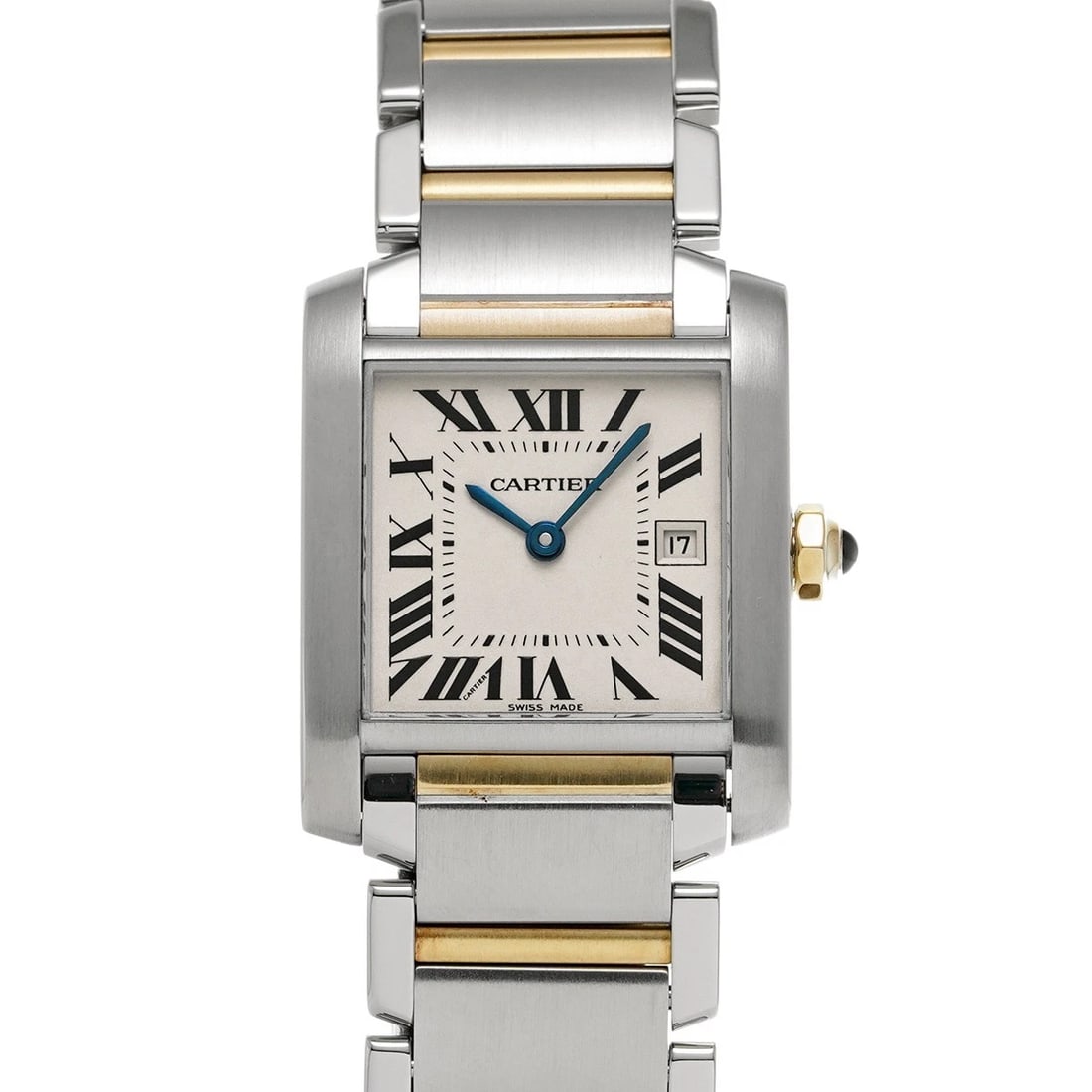 CARTIER TANK FRANCAISE MM SILVER WATCH: CARTIER Tank Francaise MM Silver Watch Brand: Cartier Type/Style: Wristwatch Material: Band Material Stainless Steel, Yellow Gold, Case Material Stainless Steel Color: Dial Color Dial Color Silver