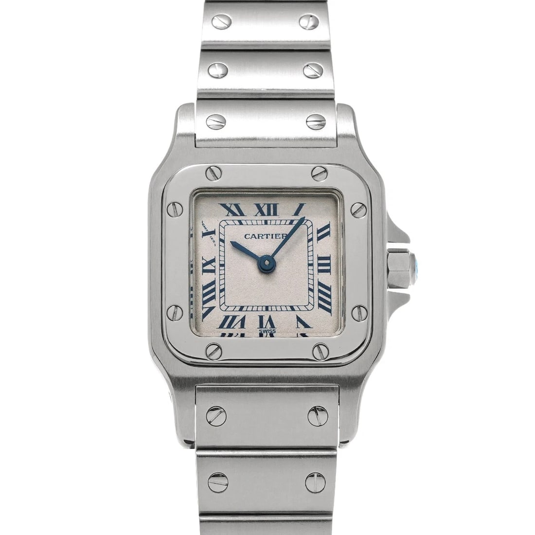 CARTIER SANTOS GALBEE SM WHITE WATCH: CARTIER Santos Galbee SM white Watch Brand: CARTIER Type/Style: Wristwatch Material: Band Material Stainless steel, Case Material Stainless steel Color: Dial Color white Size: Case Size H/about 35mm