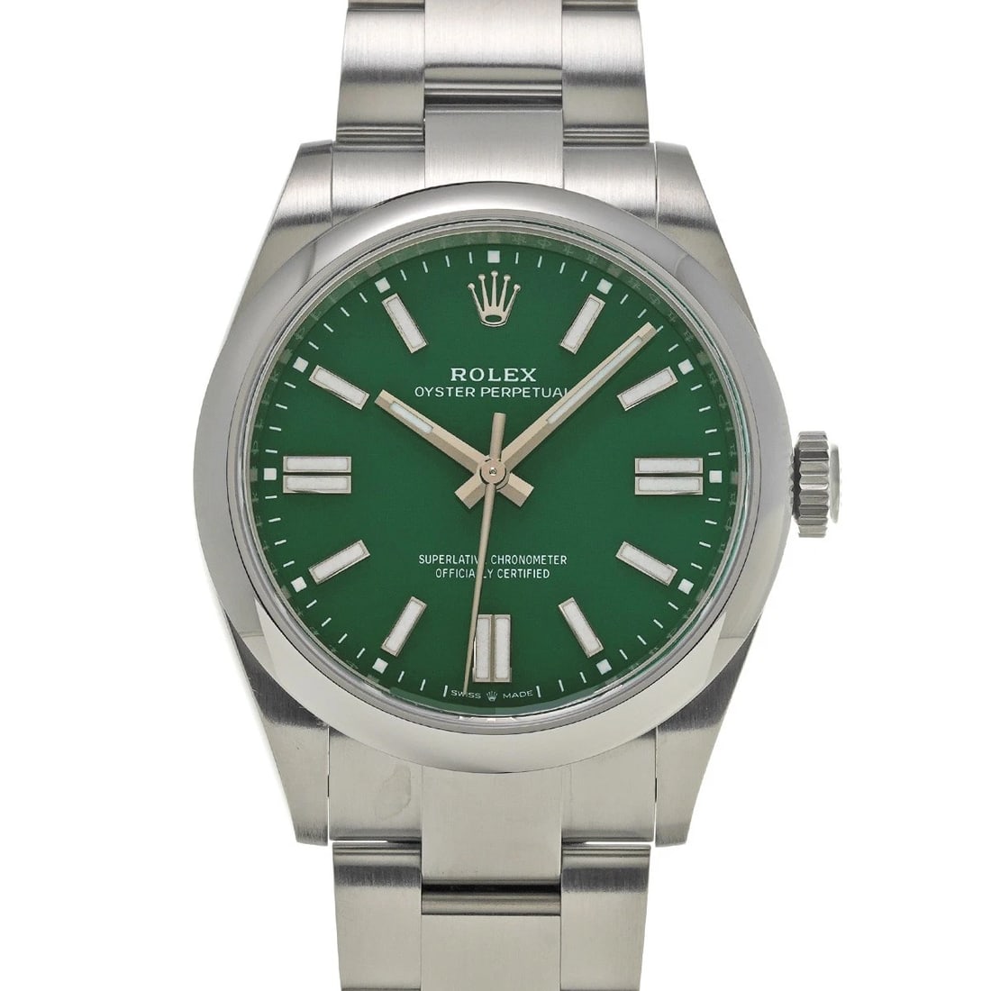 ROLEX OYSTER PERPETUAL 41 GREEN WATCH: ROLEX Oyster Perpetual 41 green Watch Brand: ROLEX Type/Style: Wristwatch Material: Band Material Stainless steel, Case Material Stainless steel Color: Dial Color green Size: Case Size H/about 41mm