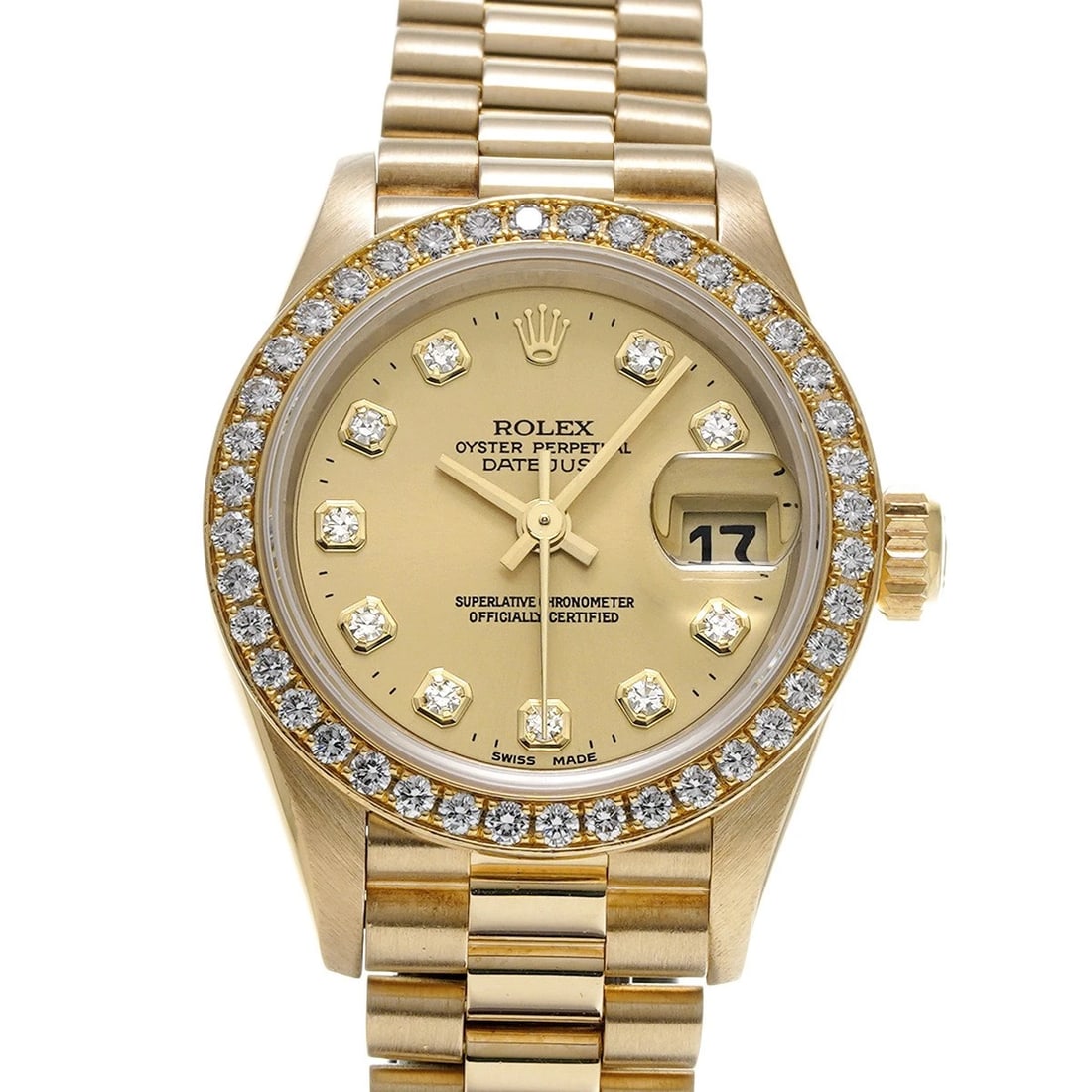 ROLEX DATEJUST CHAMPAGNE/DIAMOND WATCH: ROLEX Datejust Champagne/diamond Watch Brand: ROLEX Type/Style: Wristwatch Material: Band Material Yellow Gold, Case Material Yellow Gold Color: Dial Color Champagne Size: Case Size H/about 26mm