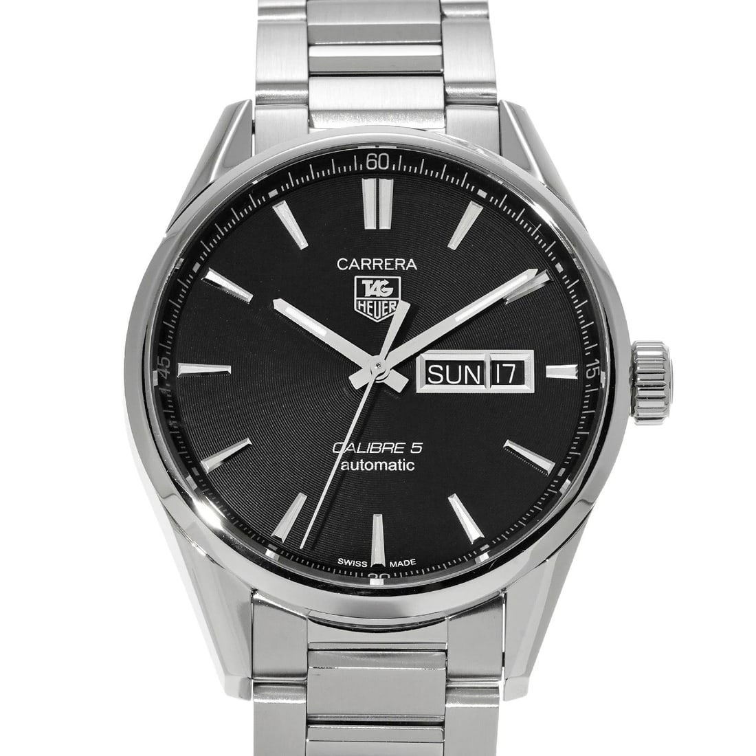 TAG HEUER CARRERA CALIBER DAY-DATE BLACK WATCH: TAG HEUER Carrera Caliber Day-Date black Watch Brand: TAG HEUER Type/Style: Wristwatch Material: Band Material Stainless steel, Case Material Stainless steel Color: Dial Color black Size: Case Size H/