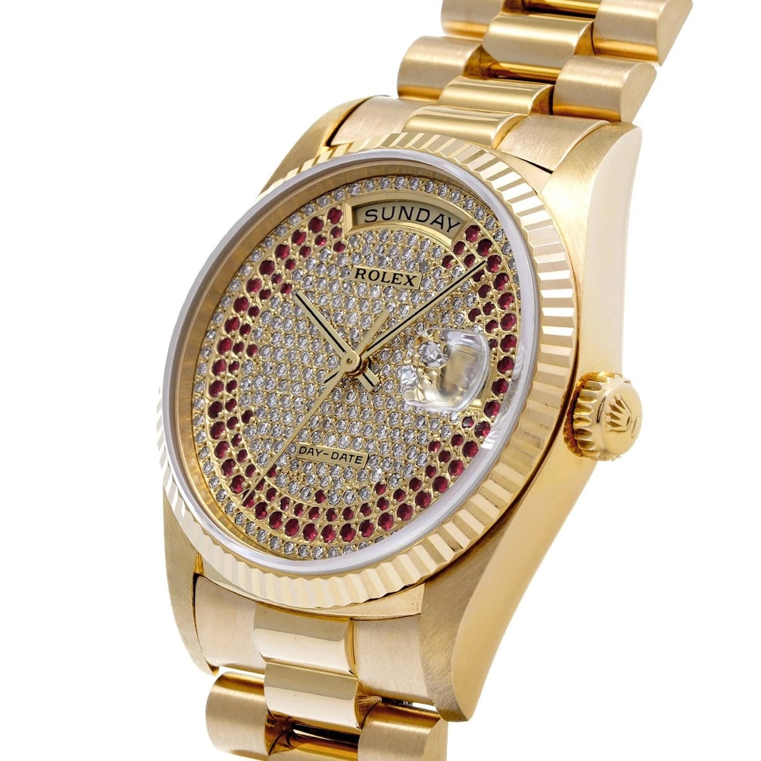 ROLEX DAY-DATE 36 CHAMPAGNE/DIAMOND / RUBY WATCH - 2