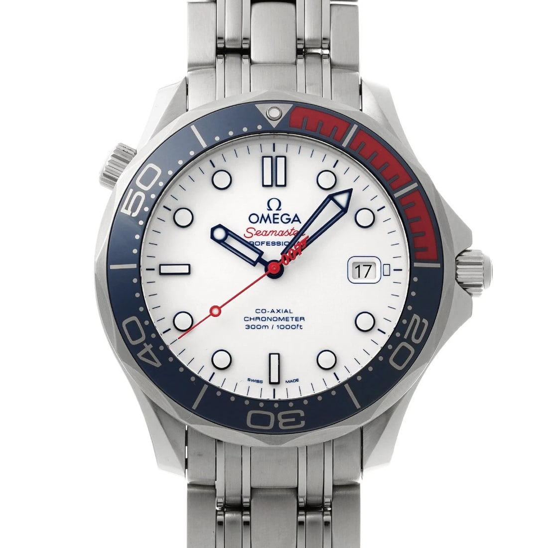 OMEGA SEAMASTER DIVER CO-AXIAL COMMANDER WATCH: OMEGA Seamaster Diver Co-axial Commander Watch Brand: OMEGA Type/Style: Wristwatch Material: Band Material Polyamide, Nylon, Case Material Stainless Steel Color: Dial Color Dial Color White Case
