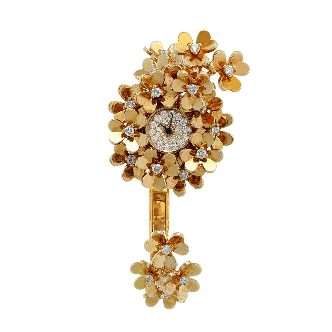 VAN CLEEF & ARPELS FRIVOLE SECRET WATCH DIAMOND WATCH: Van Cleef & Arpels Frivole Secret Watch diamond Watch Brand: Van Cleef & Arpels Type/Style: Wristwatch Material: Band Material Yellow Gold, Case Material Yellow Gold Color: Dial Color diamond Size: