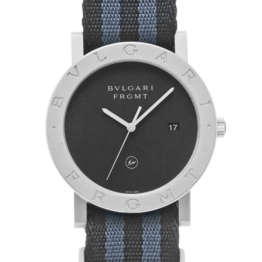BVLGARI BULGARIBULGARI FRAGMENT DESIGN BLACK WATCH: BVLGARI BulgariBulgari Fragment Design black Watch Brand: BVLGARI Type/Style: Wristwatch Material: Band Material Nylon, Case Material Stainless steel Color: Dial Color black Size: Case Size H/about