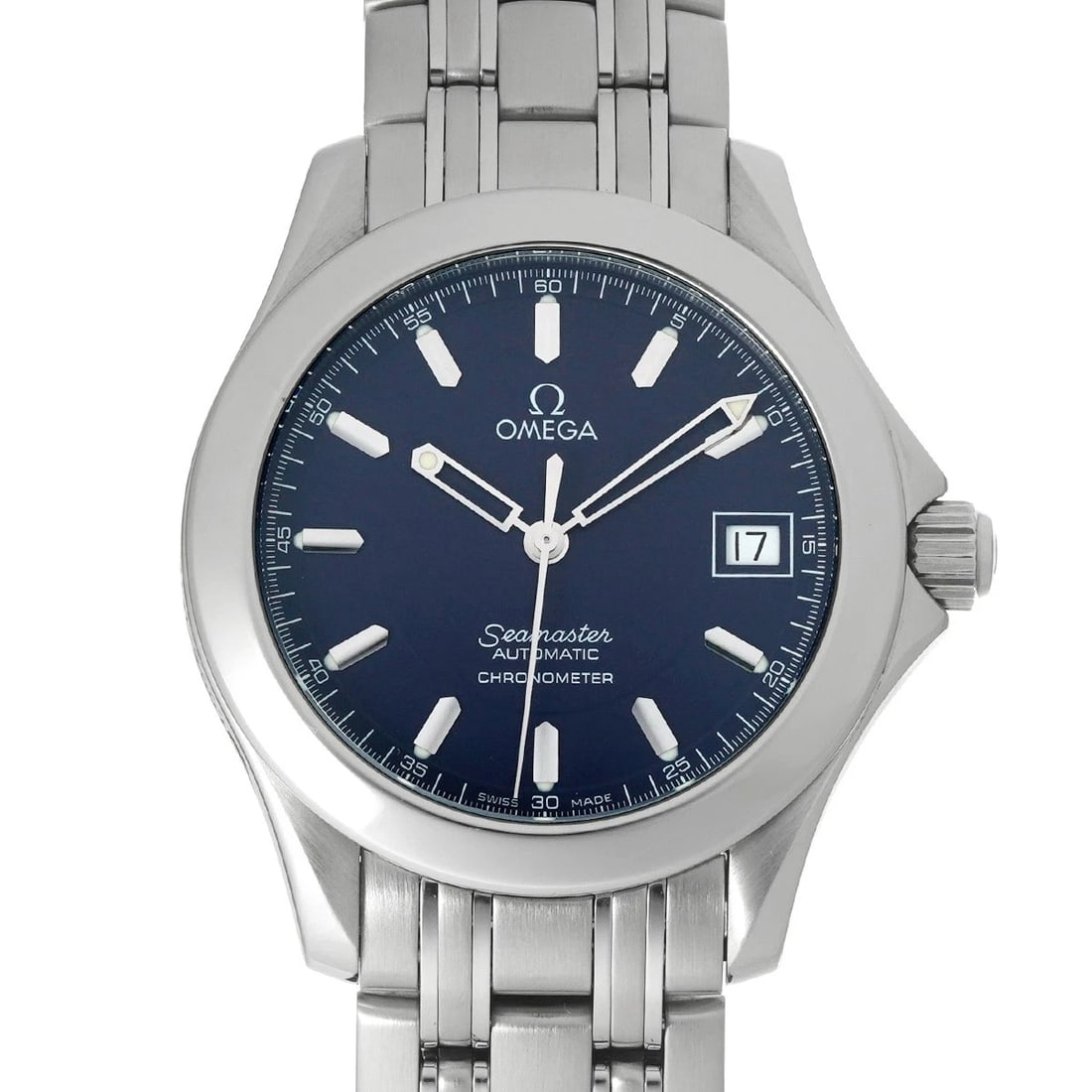 OMEGA SEAMASTER BLUE WATCH: OMEGA Seamaster blue Watch Brand: OMEGA Type/Style: Wristwatch Material: Band Material Stainless steel, Case Material Stainless steel Color: Dial Color blue Size: Case Size H/about 36mm W/about 36mm