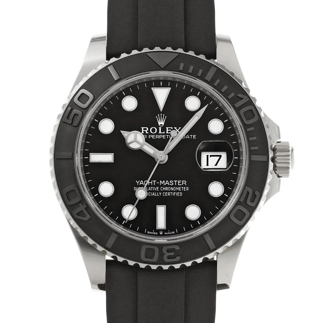 ROLEX YACHT-MASTER 42 BLACK WATCH: ROLEX Yacht-Master 42 black Watch Brand: ROLEX Type/Style: Wristwatch Material: Band Material rubber, Case Material White gold Color: Dial Color black Size: Case Size H/about 42mm W/about 42mm