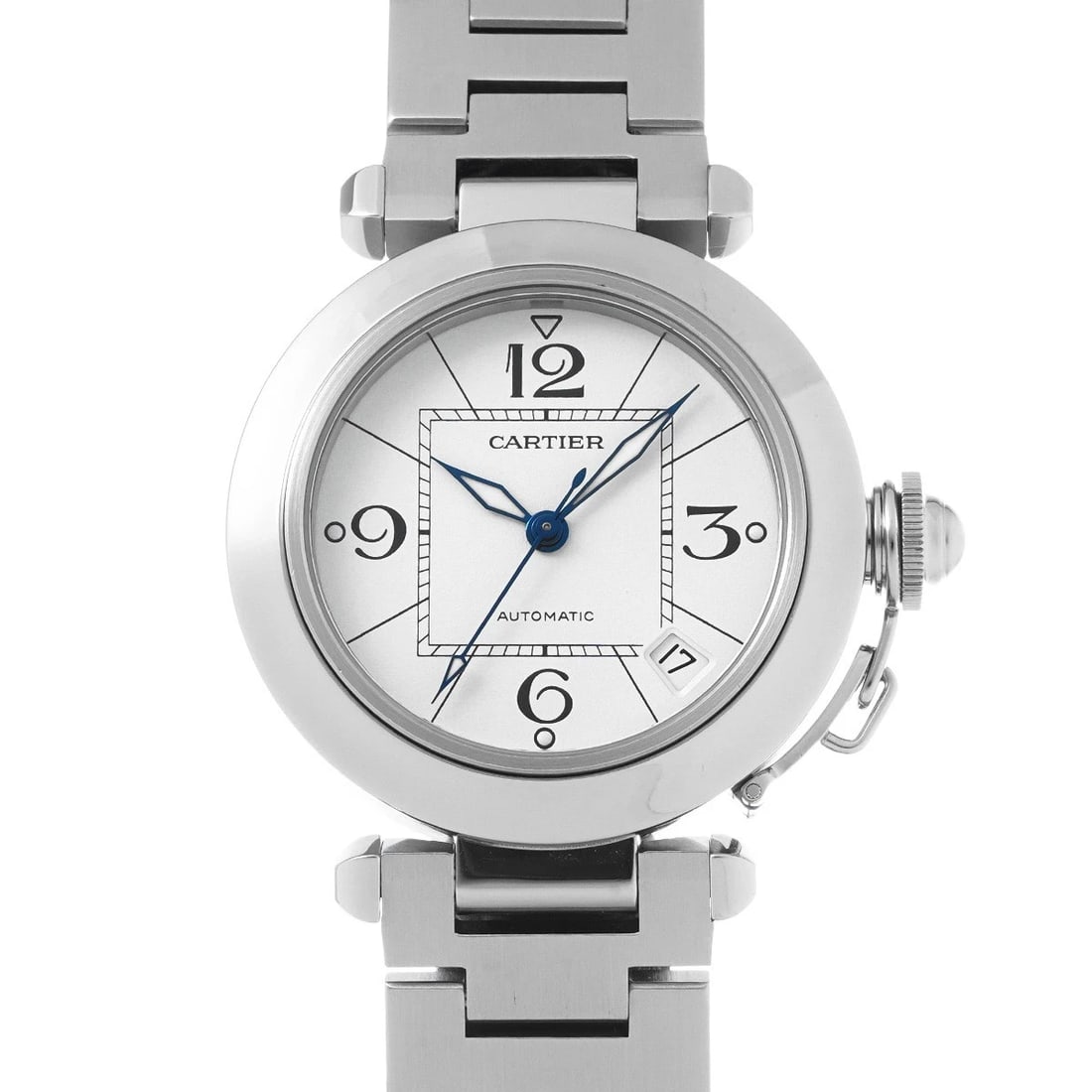 CARTIER PASHA WHITE WATCH: CARTIER Pasha white Watch Brand: CARTIER Type/Style: Wristwatch Material: Band Material Stainless steel, Case Material Stainless steel Color: Dial Color white Size: Case Size H/about 35mm W/about