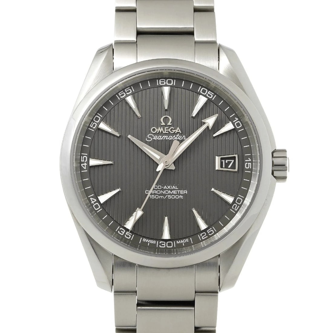OMEGA SEAMASTER AQUA TERRA CO-AXIAL GRAY WATCH: OMEGA Seamaster Aqua Terra Co-axial gray Watch Brand: OMEGA Type/Style: Wristwatch Material: Band Material Stainless steel, Case Material Stainless steel Color: Dial Color gray Size: Case Size