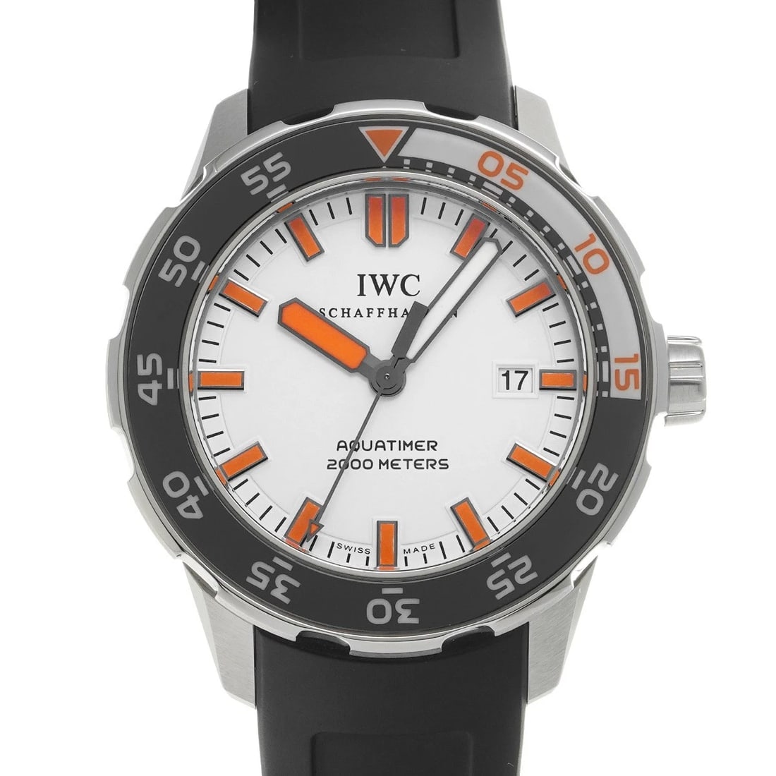 IWC AQUATIMER AUTOMATIC WHITE WATCH: IWC Aquatimer Automatic white Watch Brand: IWC Type/Style: Wristwatch Material: Band Material Rubber, Case Material Stainless Steel Color: Dial Color Dial Color White Case Color Silver Band Color