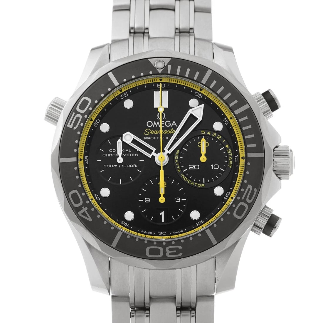 OMEGA SEAMASTER DIVER CO-AXIAL CHRONOGRAPH REGATTA WATCH: OMEGA Seamaster Diver Co-axial Chronograph regatta Watch Brand: OMEGA Type/Style: Wristwatch Material: Band Material Stainless steel, Case Material Stainless steel Color: Dial Color black Size: Case