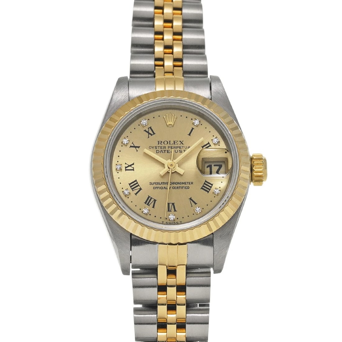 ROLEX DATEJUST CHAMPAGNE/DIAMOND WATCH: ROLEX Datejust Champagne/diamond Watch Brand: ROLEX Type/Style: Wristwatch Material: Band Material Stainless steel/Yellow Gold, Case Material Stainless steel Color: Dial Color Champagne Size: Case Siz