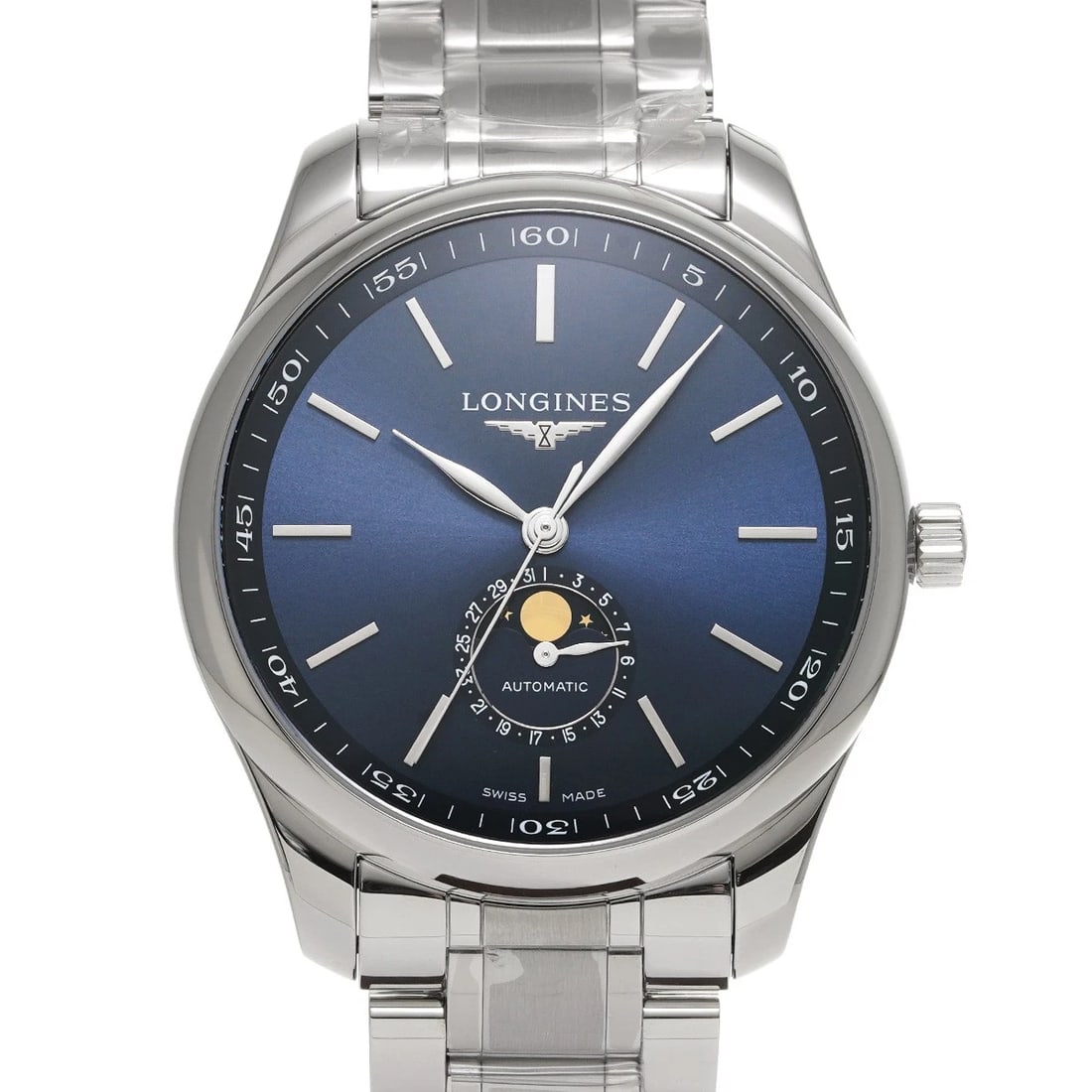LONGINES MASTER COLLECTION MOON PHASE BLUE WATCH: LONGINES Master Collection Moon Phase blue Watch Brand: LONGINES Type/Style: Wristwatch Material: Band Material Stainless steel, Case Material Stainless steel Color: Dial Color blue Size: Case Size