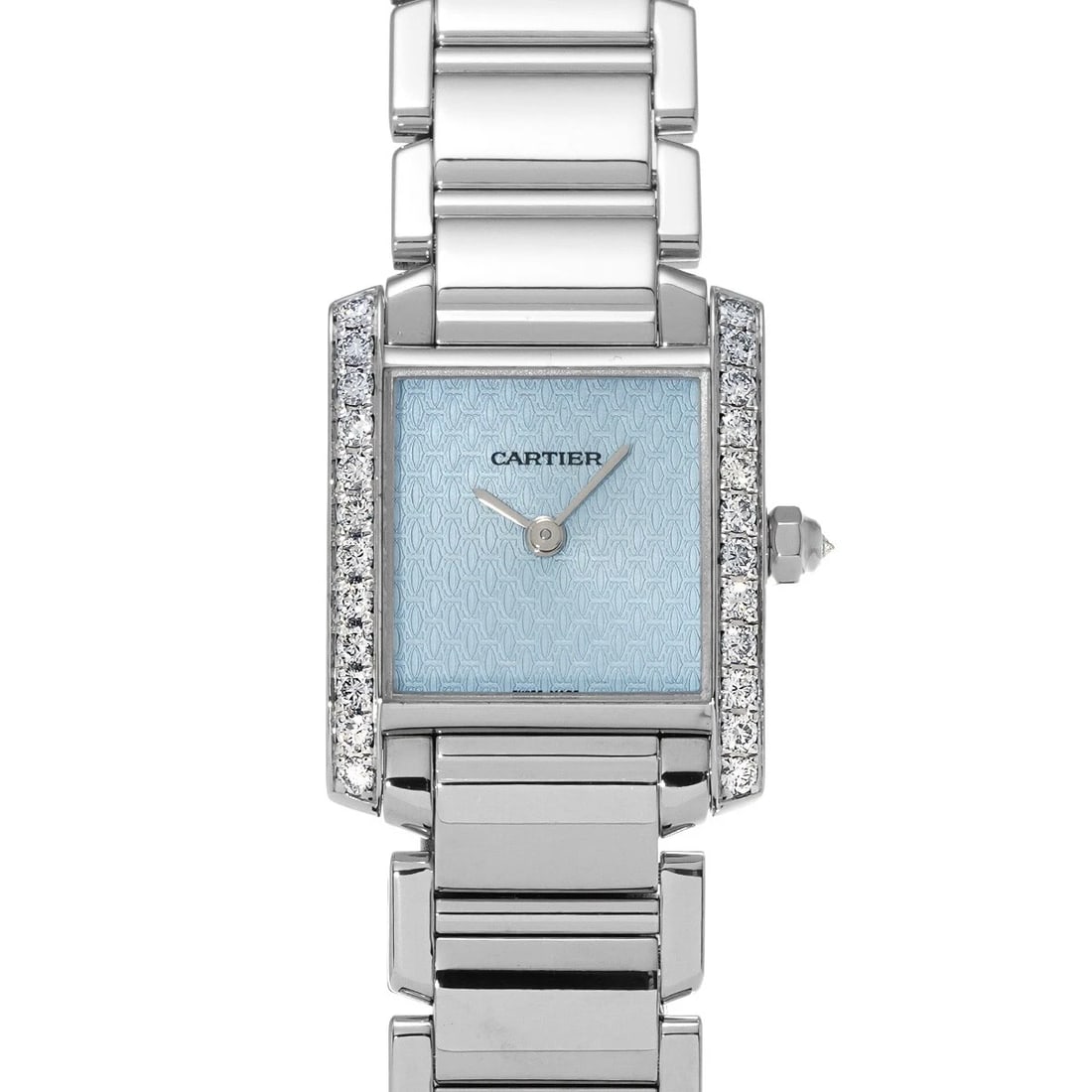 CARTIER TANK FRANCAISE SM LIGHT BLUE WATCH: CARTIER Tank Francaise SM Light blue Watch Brand: Cartier Type/Style: Wristwatch Material: Band Material White Gold, Case Material White Gold Color: Dial Color Dial Color Blue Band Color Silver Case