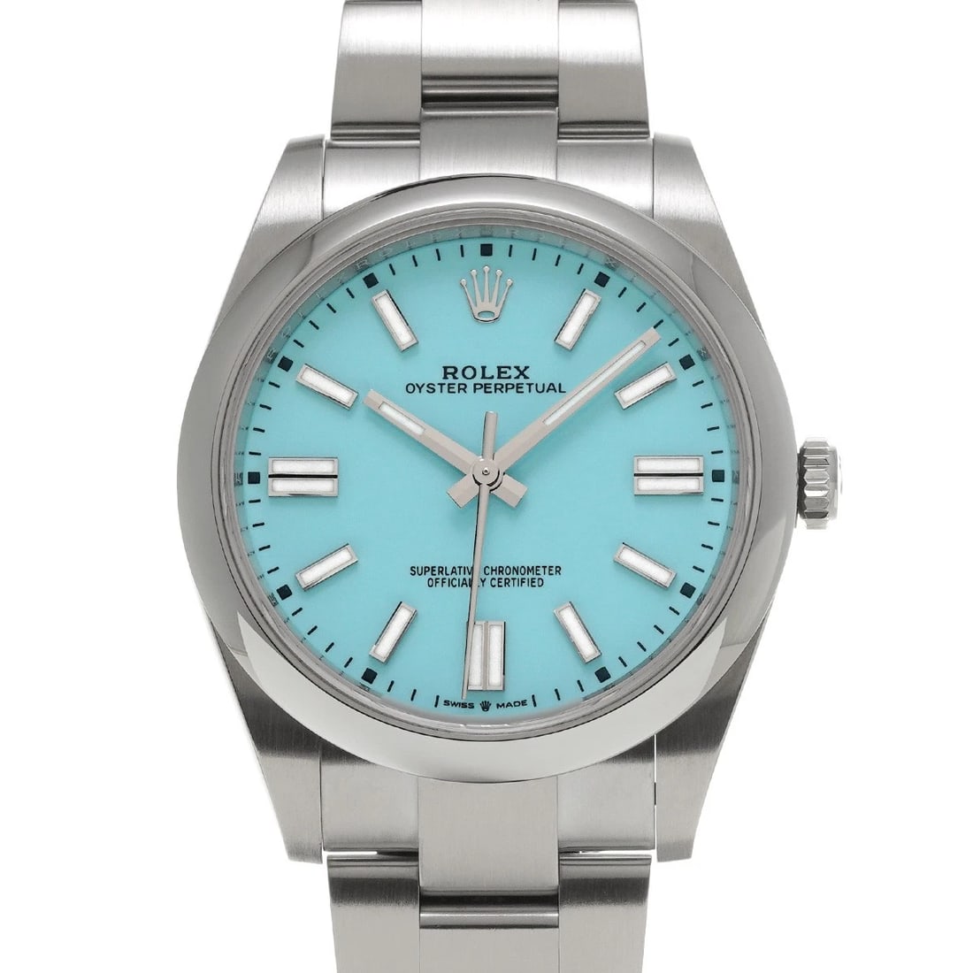 ROLEX OYSTER PERPETUAL 41 TURQUOISE BLUE WATCH: ROLEX Oyster Perpetual 41 turquoise blue Watch Brand: ROLEX Type/Style: Wristwatch Material: Band Material Stainless steel, Case Material Stainless steel Color: Dial Color turquoise blue Size: Case