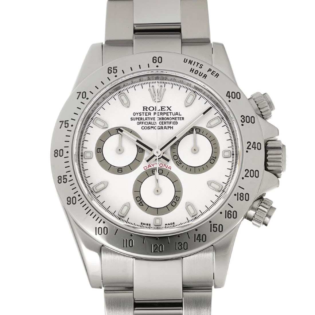 ROLEX COSMOGRAPH DAYTONA WHITE WATCH: ROLEX Cosmograph Daytona white Watch Brand: ROLEX Type/Style: Wristwatch Material: Band Material Stainless steel, Case Material Stainless steel Color: Dial Color white Size: Case Size H/about 40mm