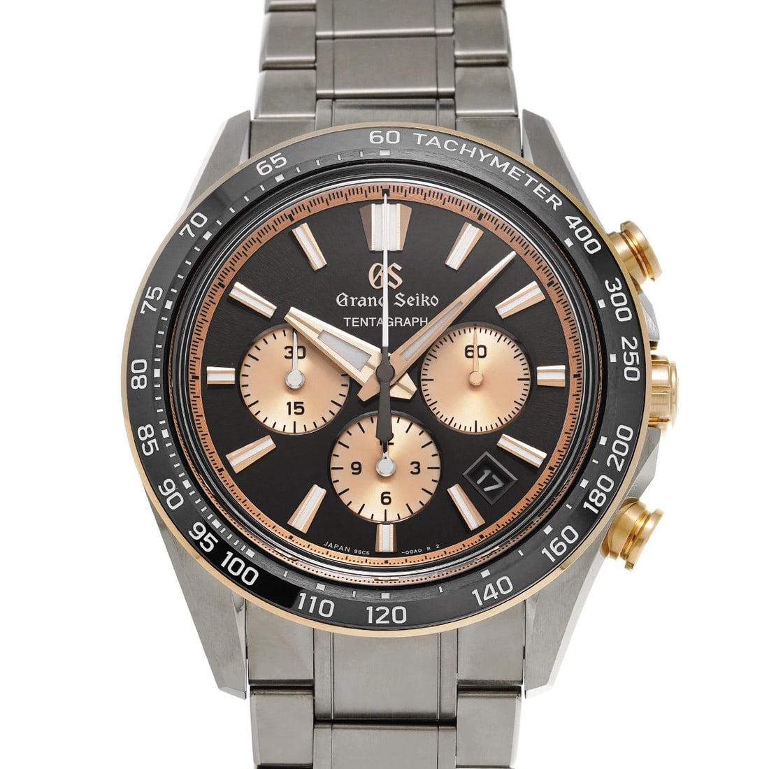 GRAND SEIKO EVOLUTION COLLECTION TENTAGRAPH BLACK/PINK WATCH: Grand Seiko Evolution Collection Tentagraph black/pink Watch Brand: Grand Seiko Type/Style: Wristwatch Material: Band Material Bright titanium, Case Material Bright titanium Color: Dial Color black