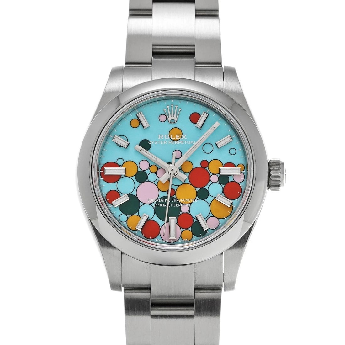 ROLEX OYSTER PERPETUAL 31 TURQUOISE BLUE CELEBRATION MOTIF WATCH (1 of 4)
