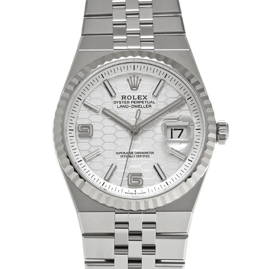 ROLEX LAND DWELLER 36 INTENSE WHITE WATCH: ROLEX Land Dweller 36 Intense White Watch Brand: ROLEX Type/Style: Wristwatch Material: Band Material Stainless steel, Case Material Stainless steel Color: Dial Color Intense White Size: Case Size