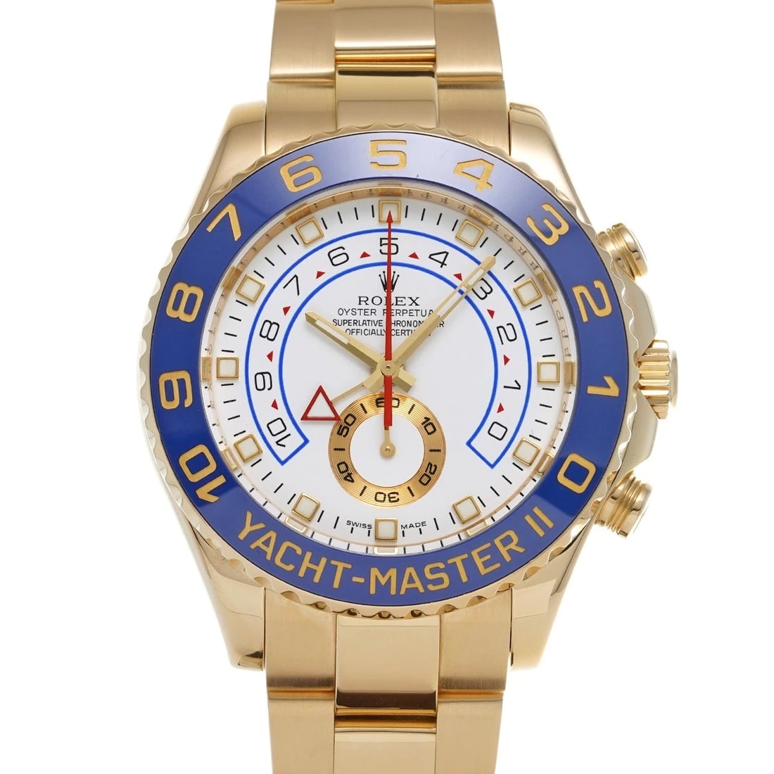 ROLEX YACHT-MASTERII WHITE WATCH: ROLEX Yacht-MasterII white Watch Brand: ROLEX Type/Style: Wristwatch Material: Band Material Yellow Gold, Case Material Yellow Gold Color: Dial Color white Size: Case Size H/about 44mm W/about 44mm