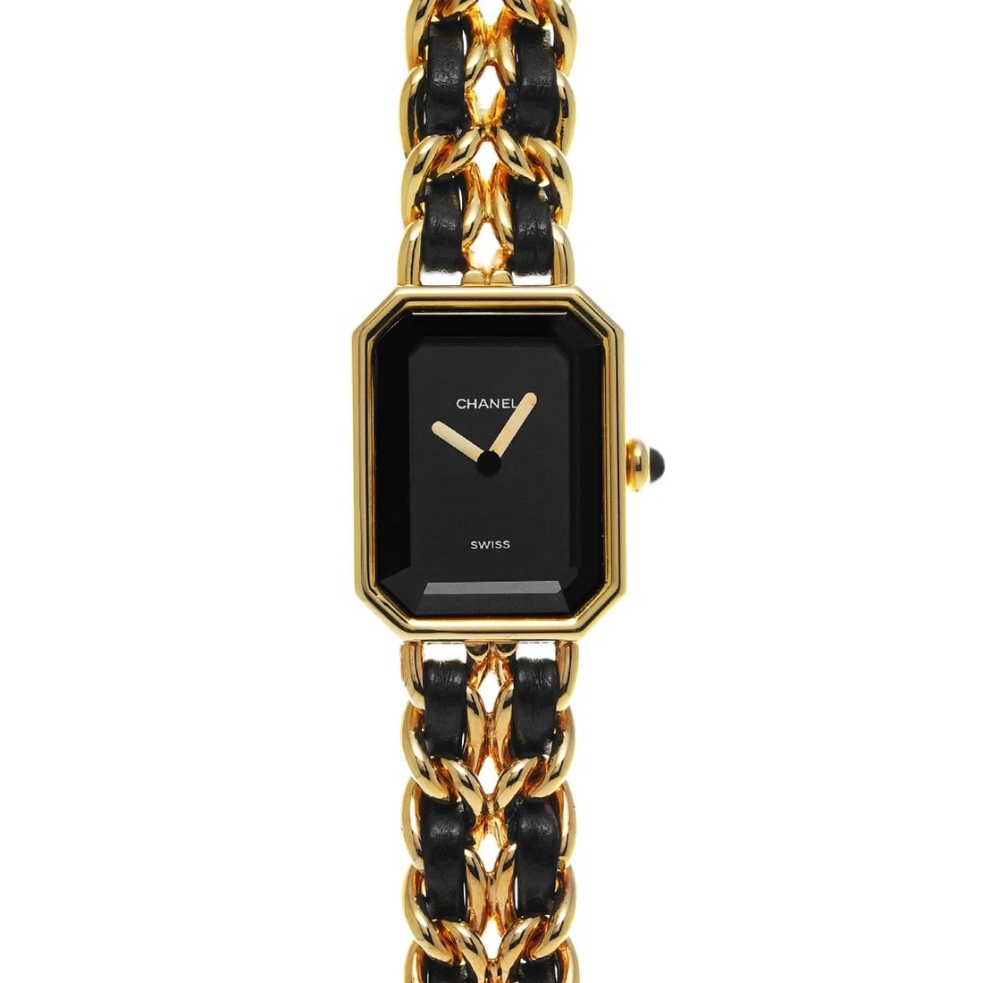 CHANEL PREMIRE BLACK WATCH: CHANEL Premire black Watch Brand: CHANEL Type/Style: Wristwatch Material: Band Material Leather, Gold Plated, Stainless Steel, Metal, Yellow Gold, Case Material Gold Plated, Stainless Steel Color: Dia